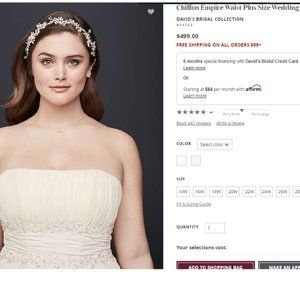 Chiffon Empire Waist Plus Size Wedding Dress